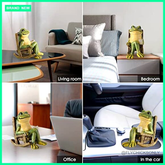 Solar Powered Frog Garden Statue Outdoor Decor Fairy Garden Accessory - Picture 6 of 7